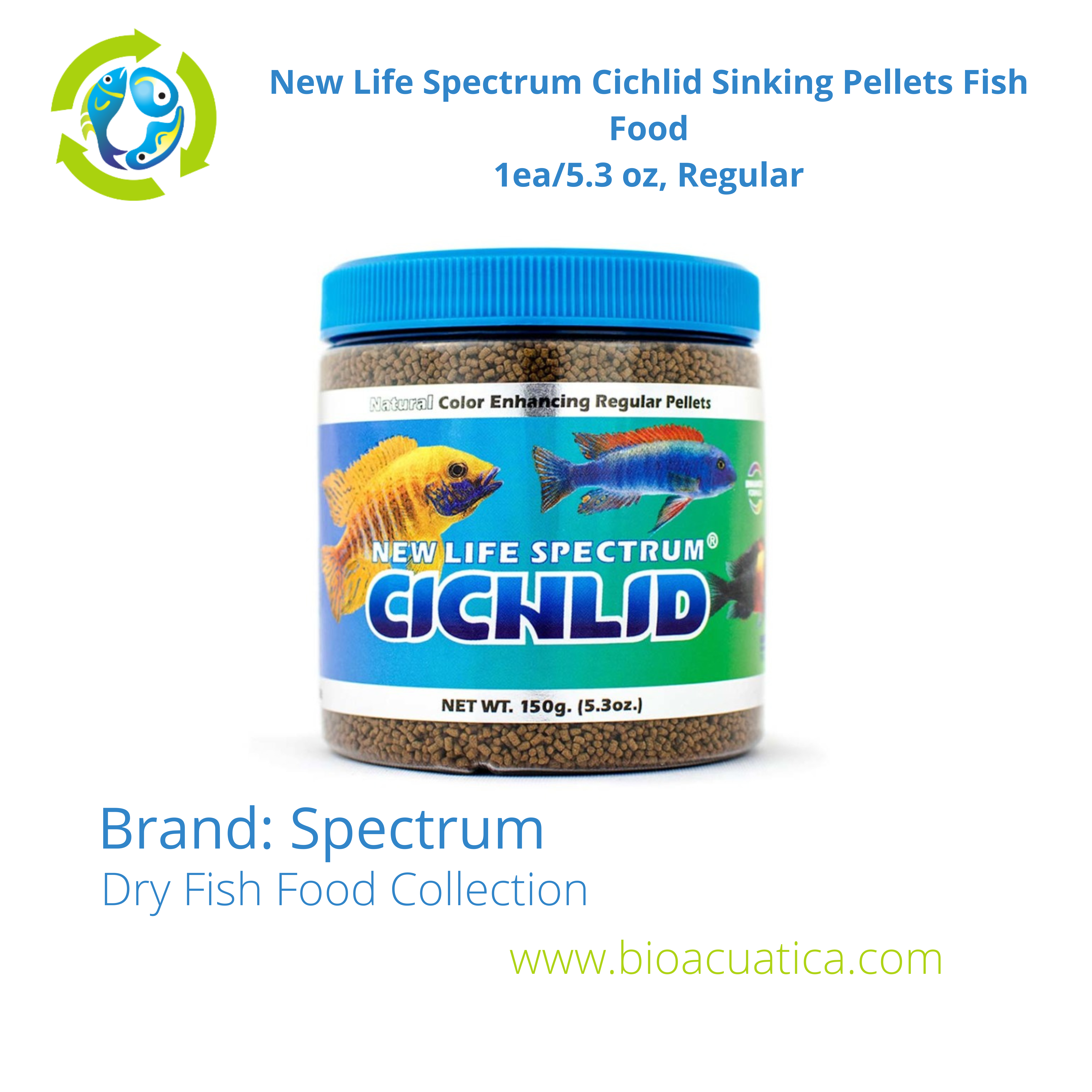 New Life Spectrum Cichlid Sinking Pellets Fish Food 1ea/5.3 oz, Regula