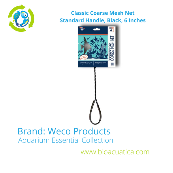 Classic Coarse Mesh Net Standard Handle, Black, 6 Inches Weco