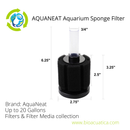 AQUANEAT Aquarium Sponge Filter Up 20 Gal