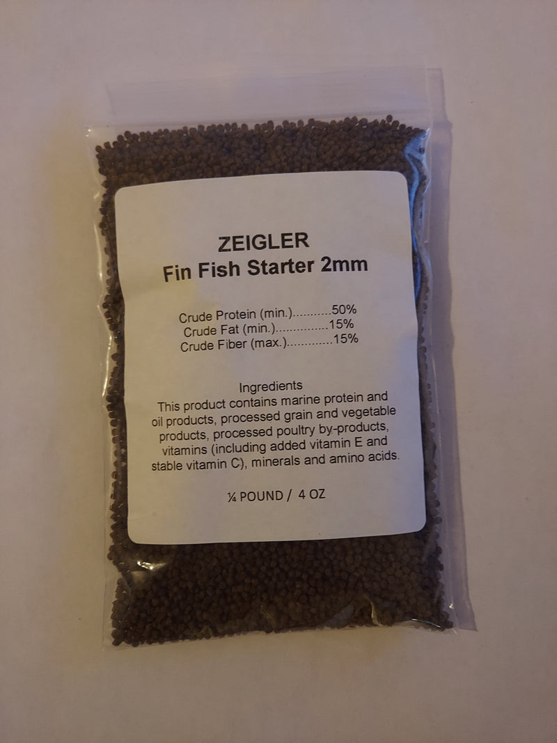 ZEIGLER FIN FISH STARTER 2mm 50% PROTEIN FISH FOOD FREE SHIP 4oz