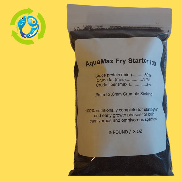 1/2 Pound AquaMax Fry Starter 100 High Protein Fish Food 0.8 mm